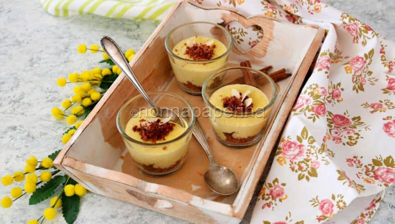 Bicchierini di crema allo zafferano e cannella, un vero dessert da ristorante