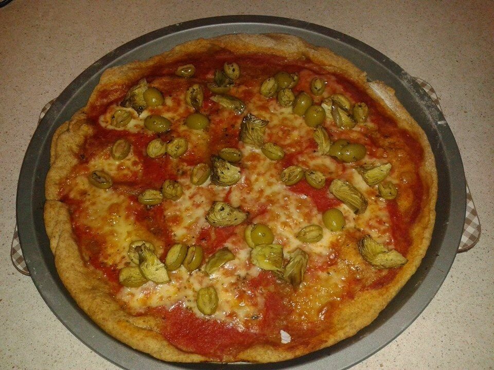 Bimby, pizza ai carciofi e olive