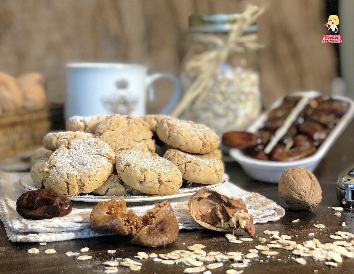 Biscotti 100 grammi fiocchi di avena fichi e noci