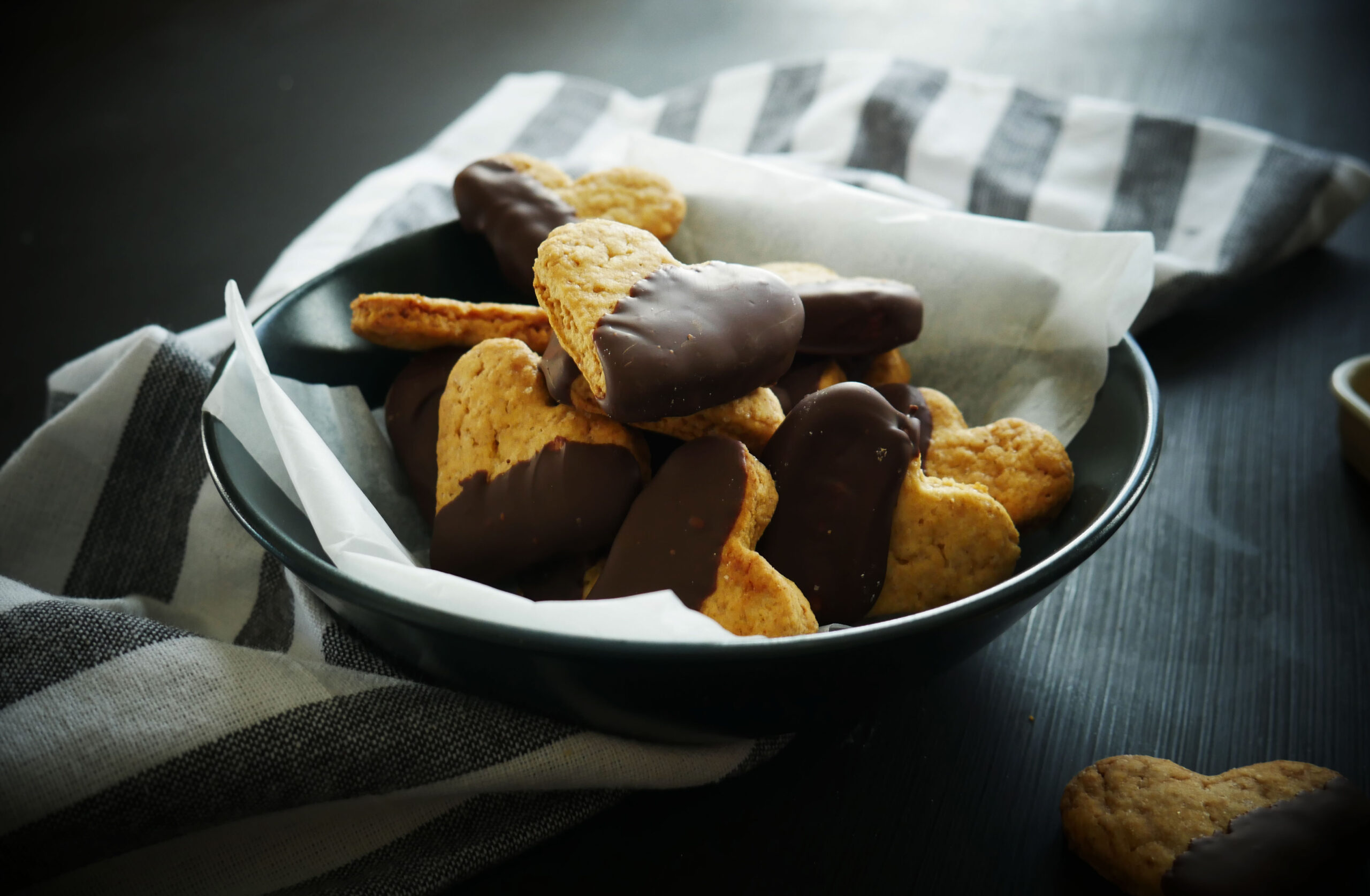 Biscotti cuore con cioccolato per san valentino