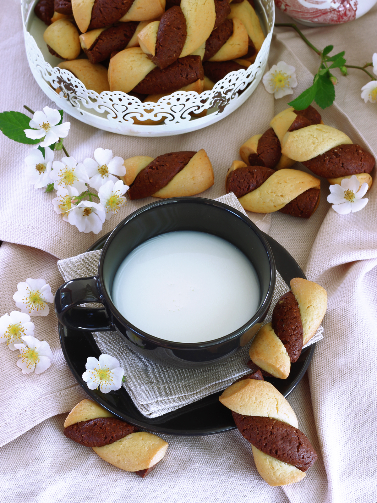 Biscotti intrecci al cacao e cocco