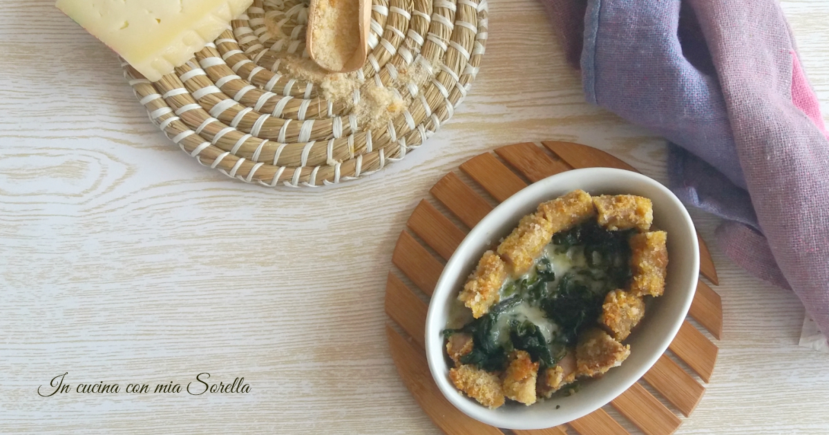 Bocconcini di cotoletta con spinaci filanti