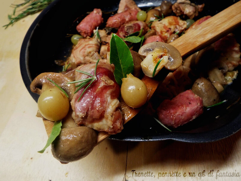 Bocconcini di maiale con salsiccia all’uva bianca