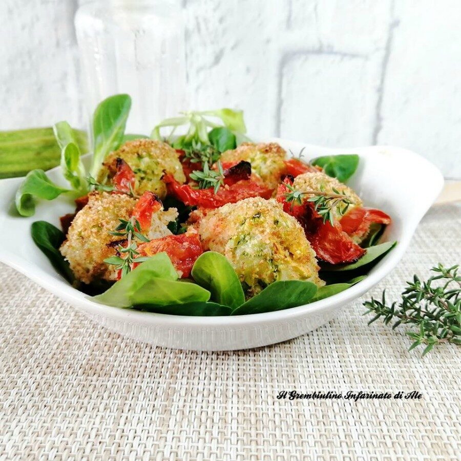 Bocconcini di merluzzo e zucchine ai pomodorini