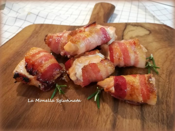 Bocconcini di pollo con bacon caramellati