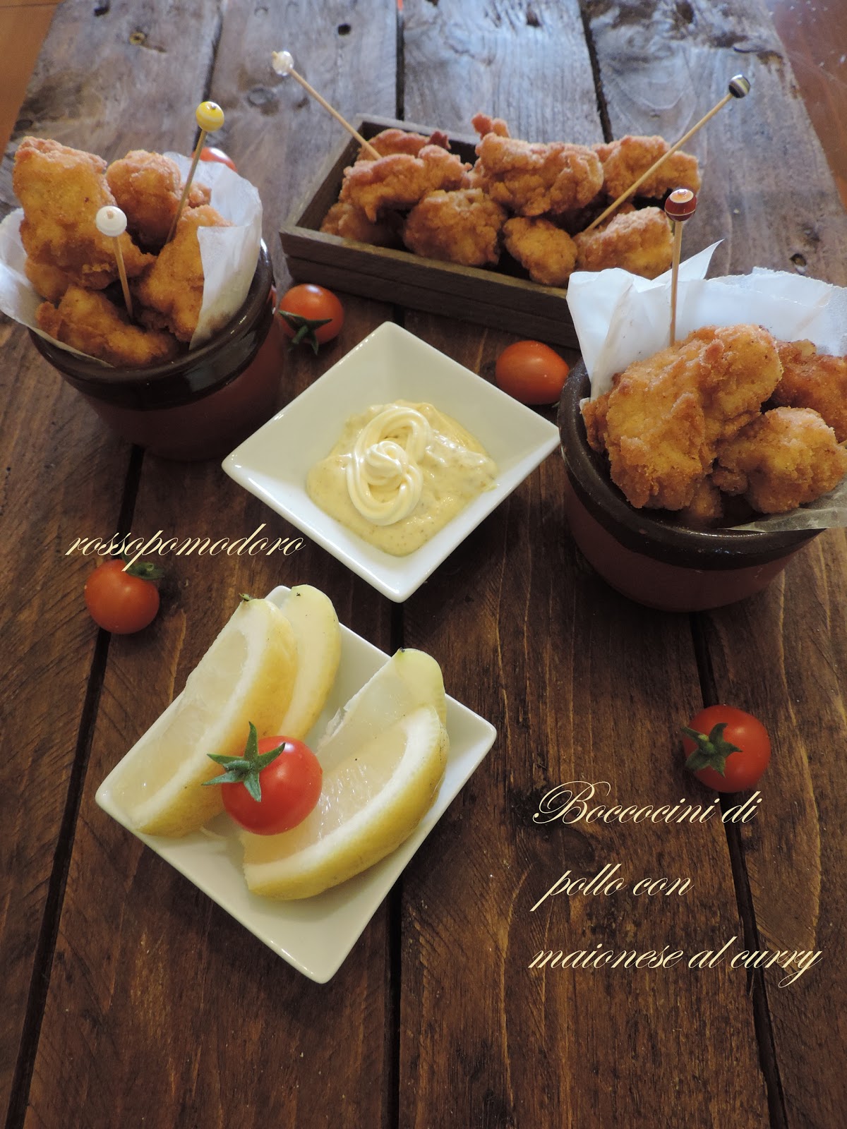 Bocconcini di pollo fritti con maionese al curry