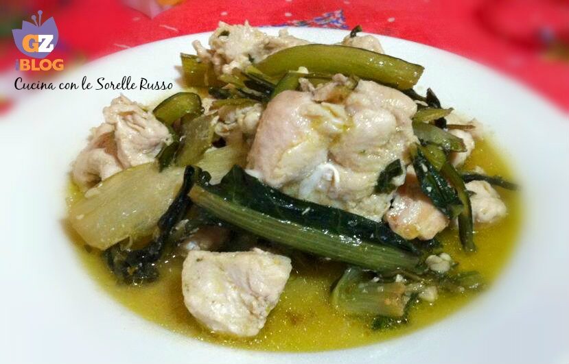 Bocconcini di pollo in padella con cicoria