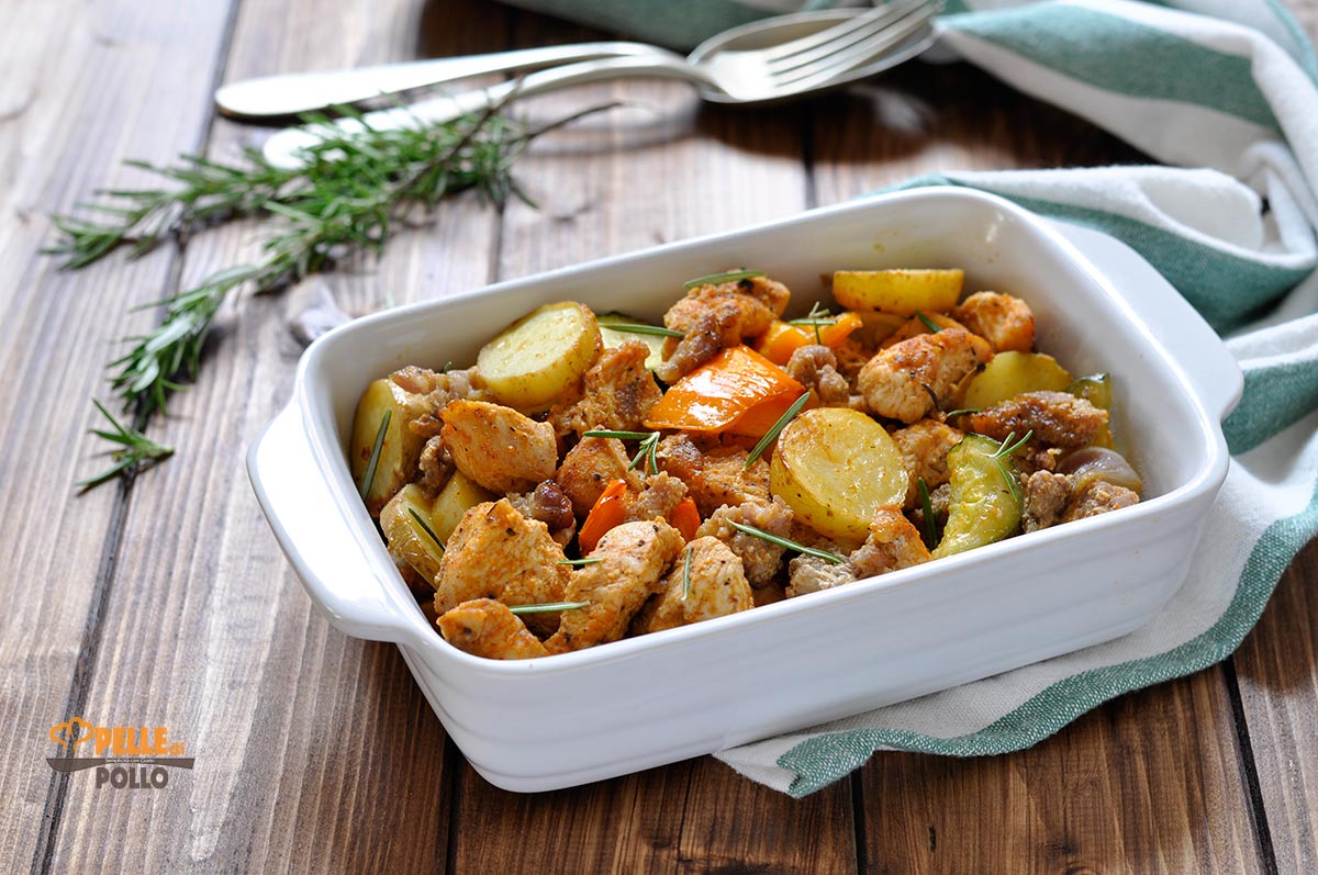 Bocconcini di tacchino al forno con verdure