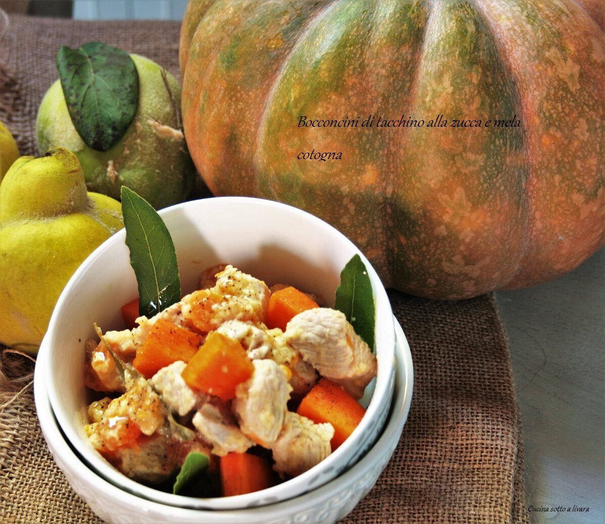 BOCCONCINI DI TACCHINO CON ZUCCA GIALLA E MELA COTOGNA