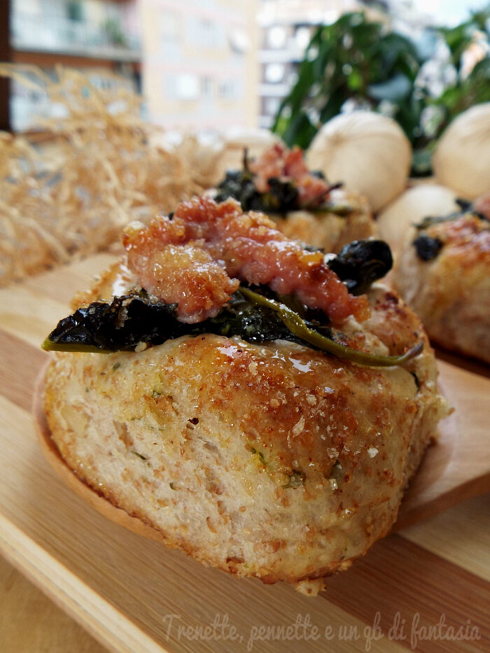 Bombette integrali con broccoletti e tacchino