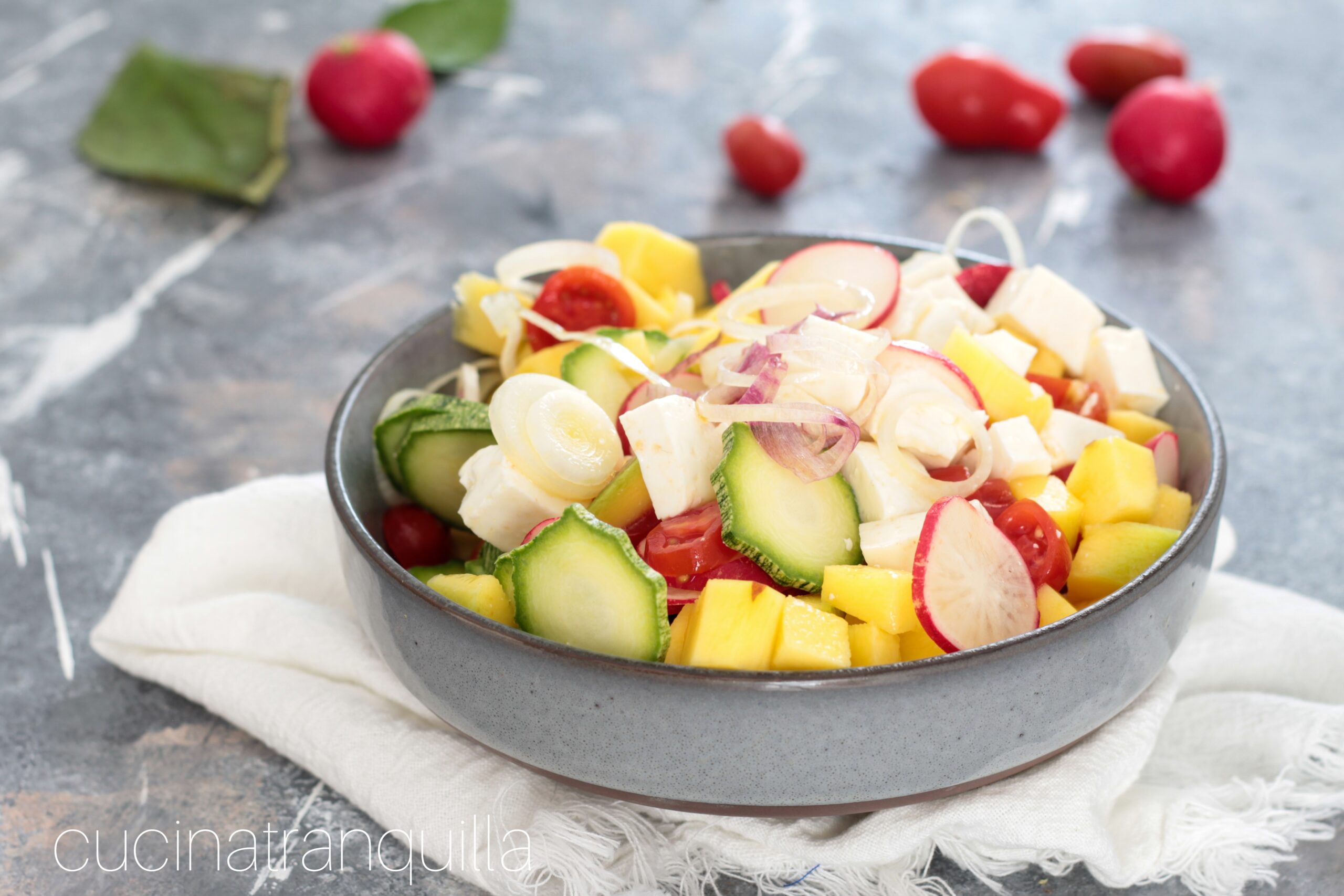 Bowl con formaggetta fresca e cipolla