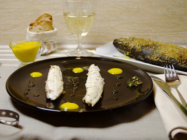 Branzino senza sale con maionese alla colatura di alici