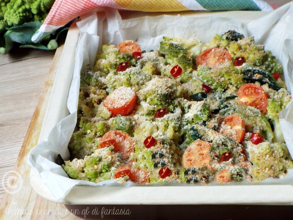Broccoli gratinati aglio olio e peperoncino