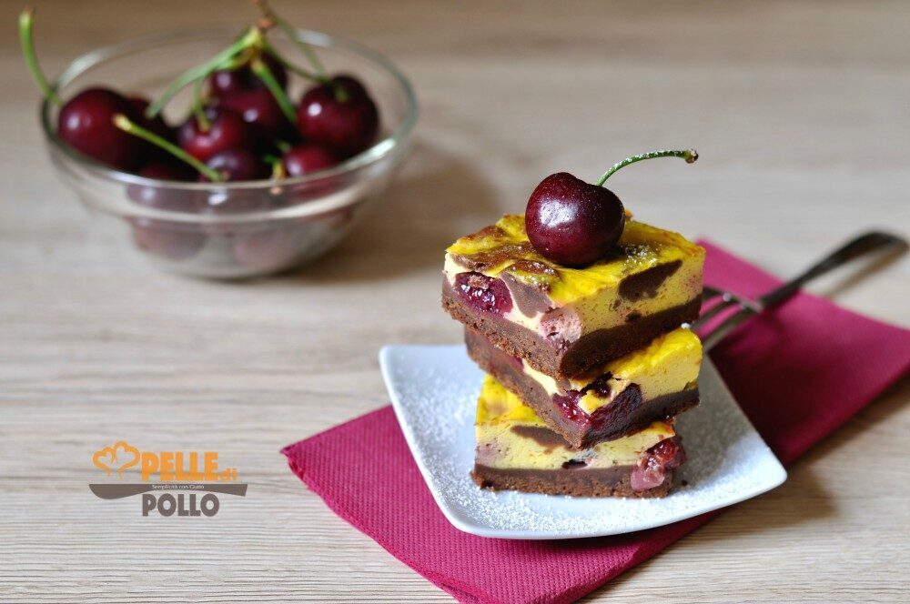 Brownie cheesecake alle ciliegie