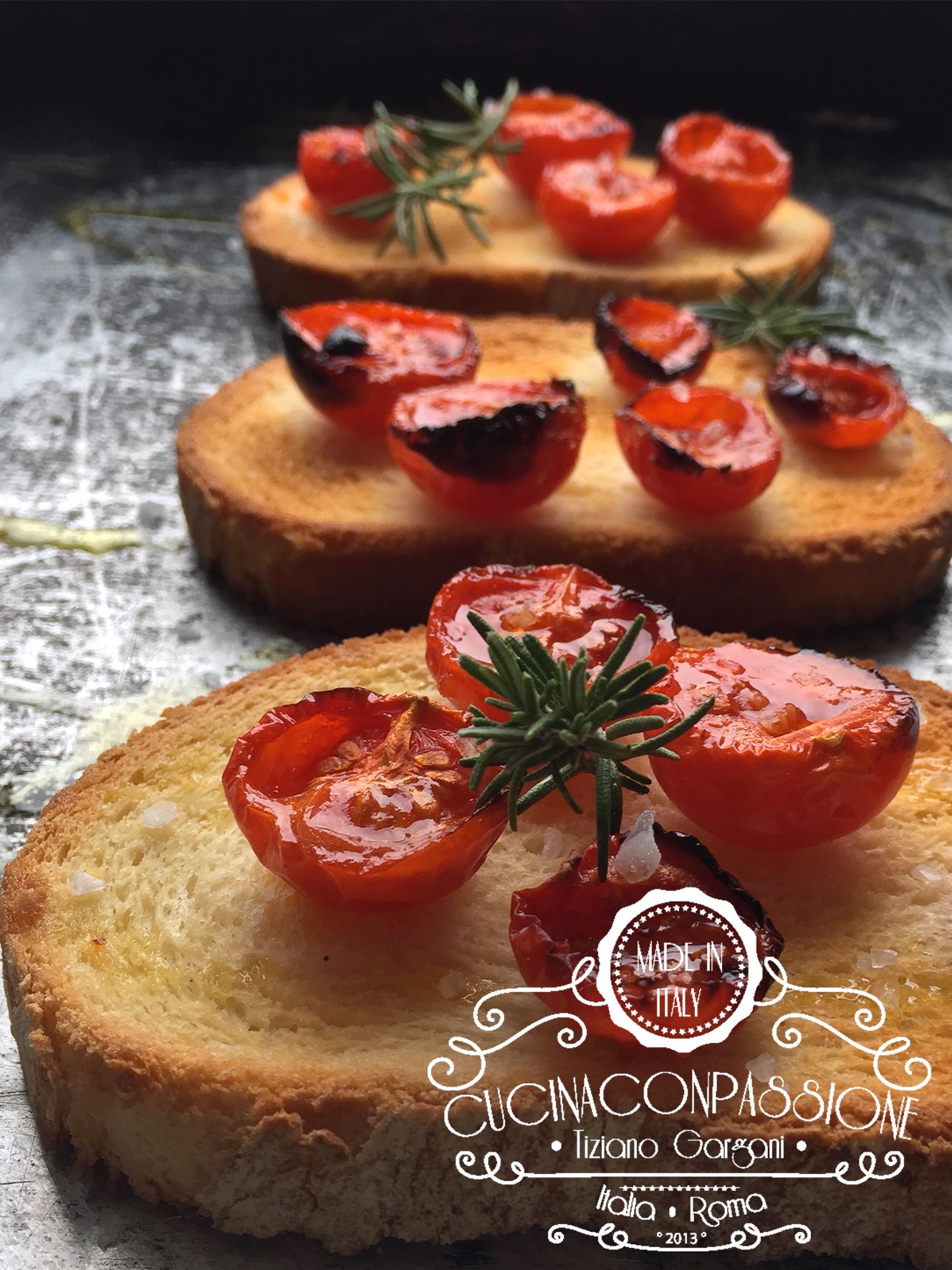 Bruschetta con pomodorini confit