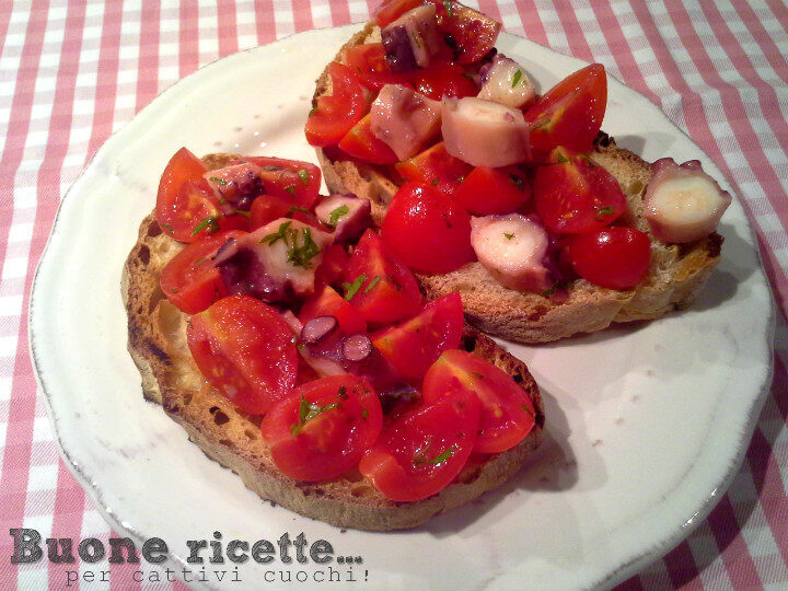 Bruschetta polpo e pomodorini