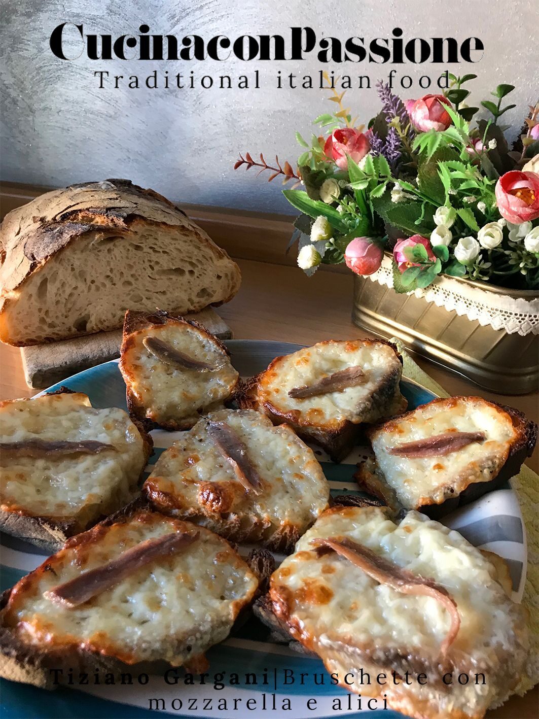 Bruschette con mozzarella e alici