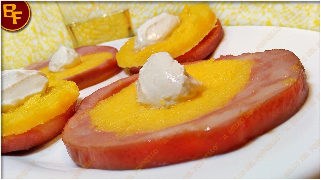 Bruschette – crostini – di polenta mortadella e squacquerone