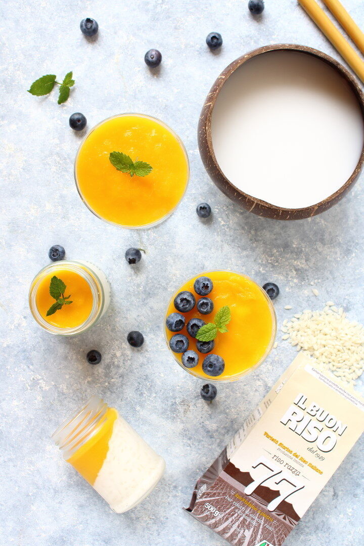 Budino di riso al cocco e mango