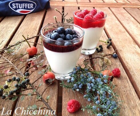 Budino di yogurt con coulis di lamponi o mirtilli (light)