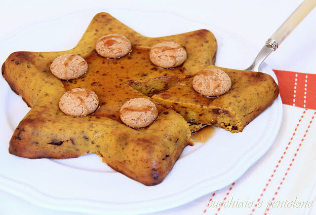 Budino di zucca, cioccolato e amaretti con riduzione al liquore amaretto, terza versione!