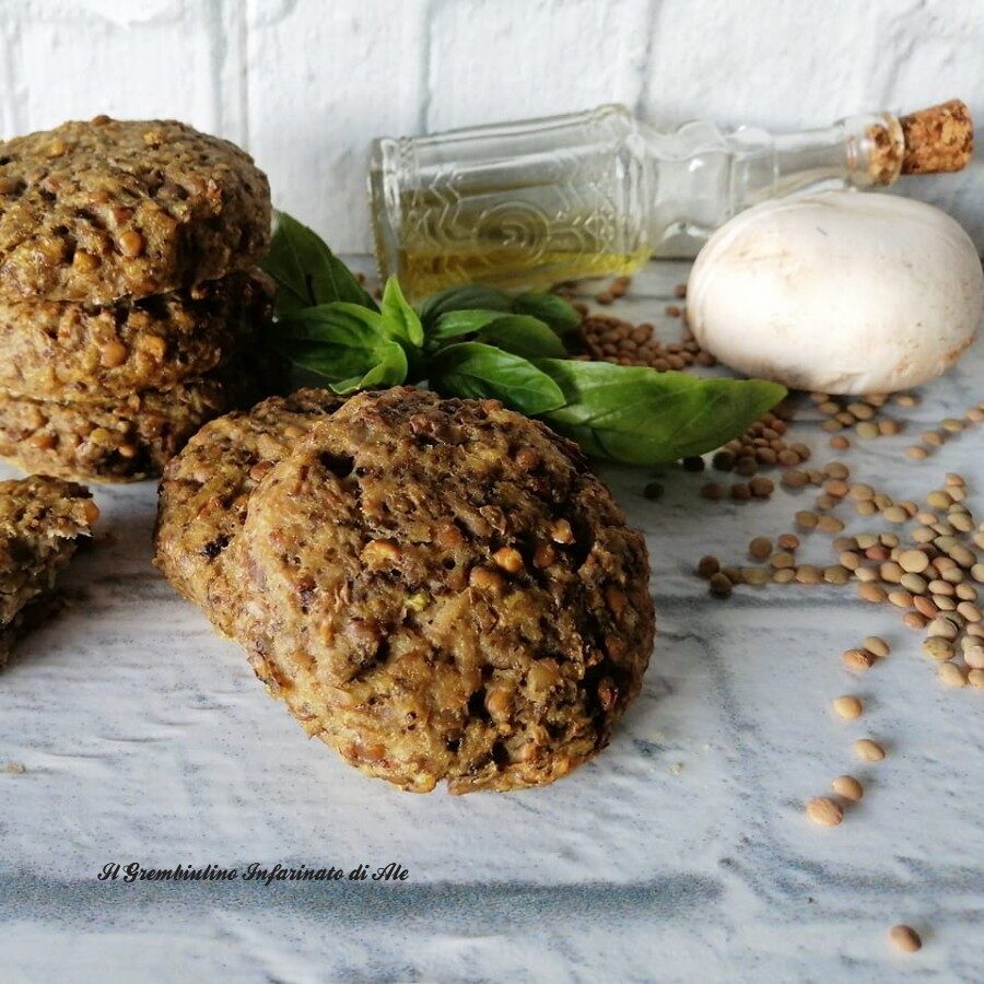 Burger ai funghi e lenticchie