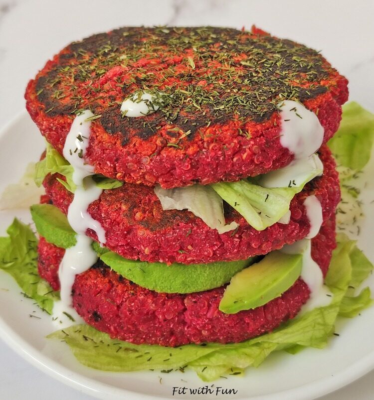 Burgers quinoa barbabietola e ceci vegan senza glutine
