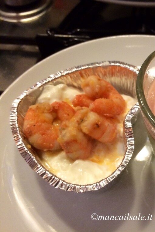 Burrata spumosa e gamberi