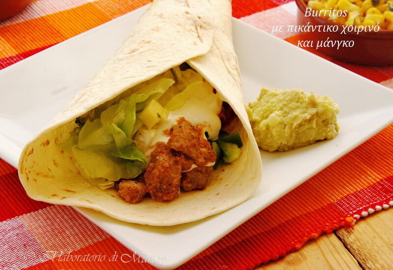 Burritos con maiale speziato e mango
