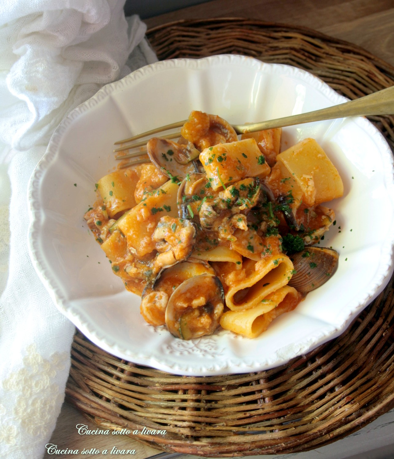 Calamarata risottata con orto e mare