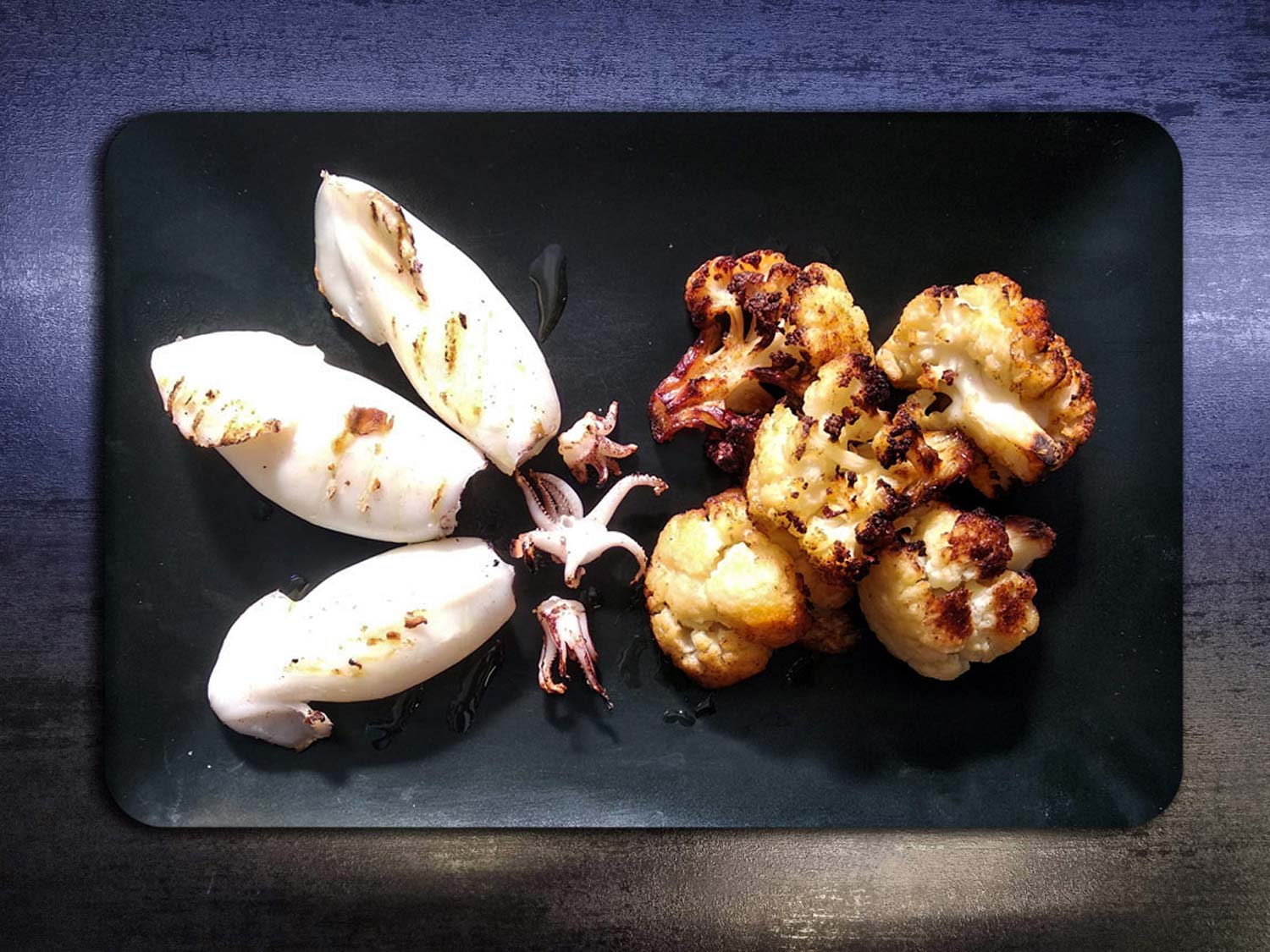 Calamari alla griglia con cavolfiore