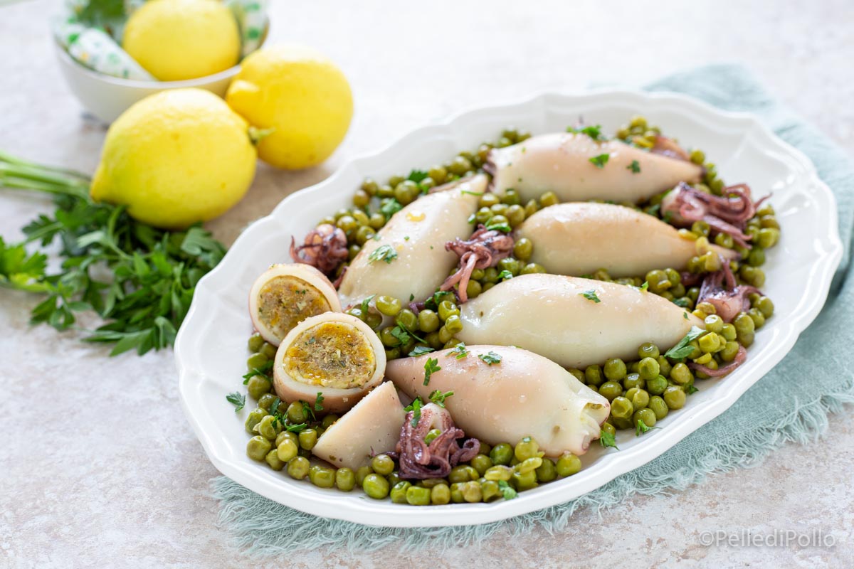 Calamari ripieni con piselli