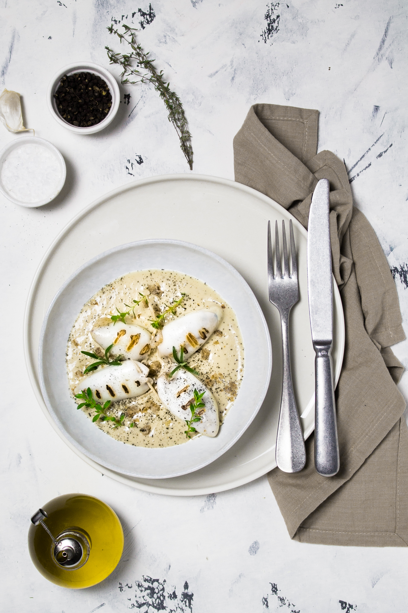 Calamari ripieni cotti a bassa temperatura