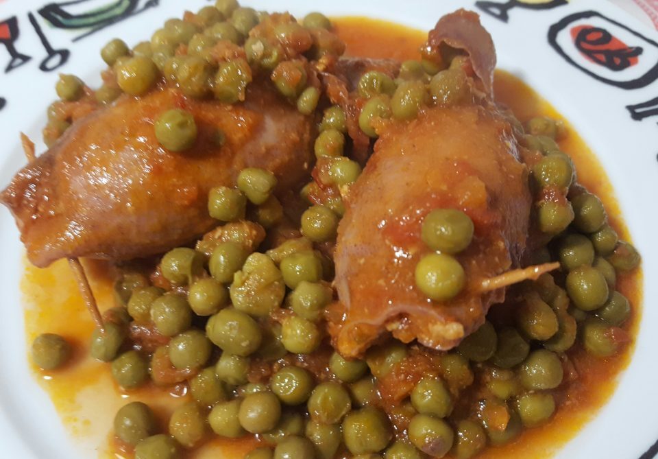 Calamari ripieni e piselli
