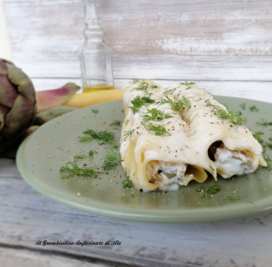 Cannelloni con ricotta e carciofi