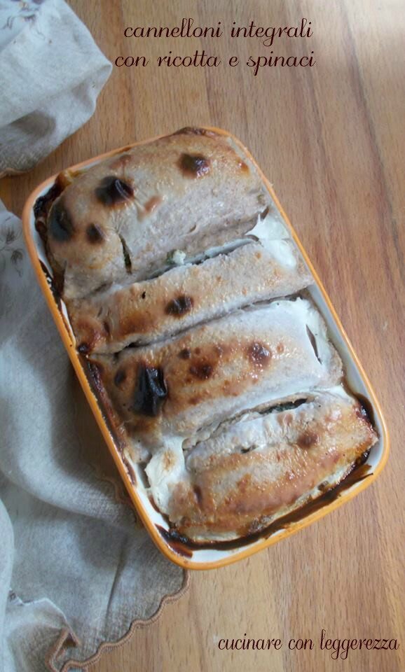 Cannelloni integrali con ricotta e spinaci