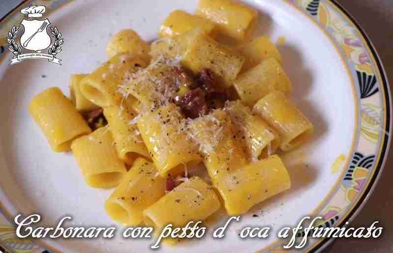 Carbonara con il petto d’oca affumicato