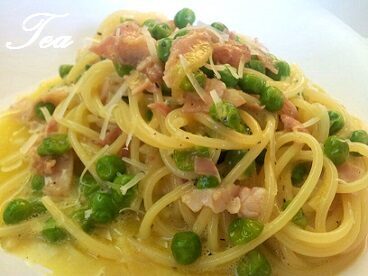 Carbonara prosciutto e piselli