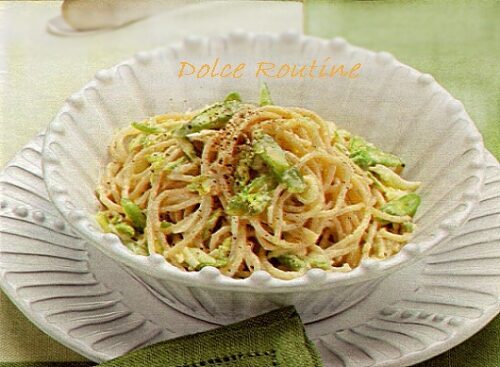 Carbonara vegetariana e spaghetti integrali