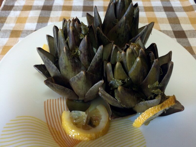 Carciofi al vapore spinosi limone prezzemolo olio exstravergine