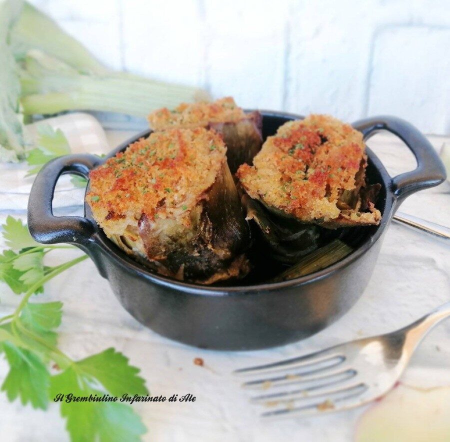 Carciofi farciti di pangrattato e pecorino