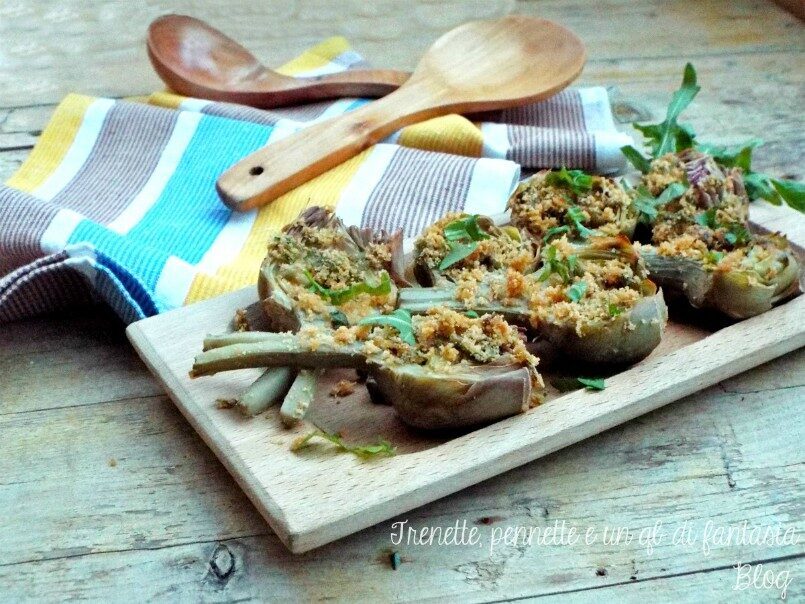 Carciofi gratinati con rucola