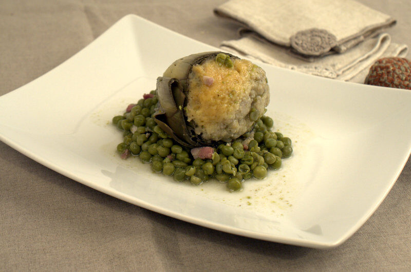 Carciofi ripieni con piselli
