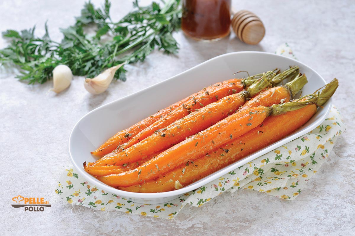 Carote al forno glassate con miele e senape