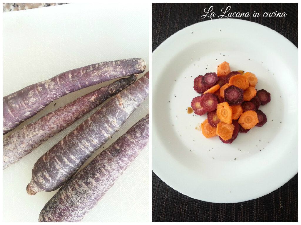 Carote viola e arancioni alla soia