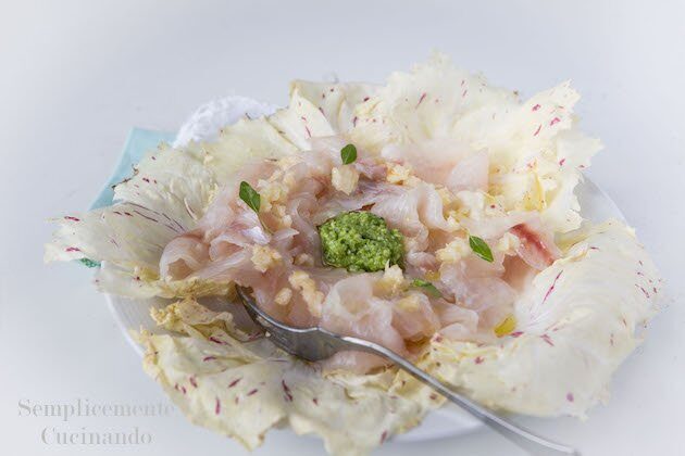 Carpaccio di fragolino con olio clara