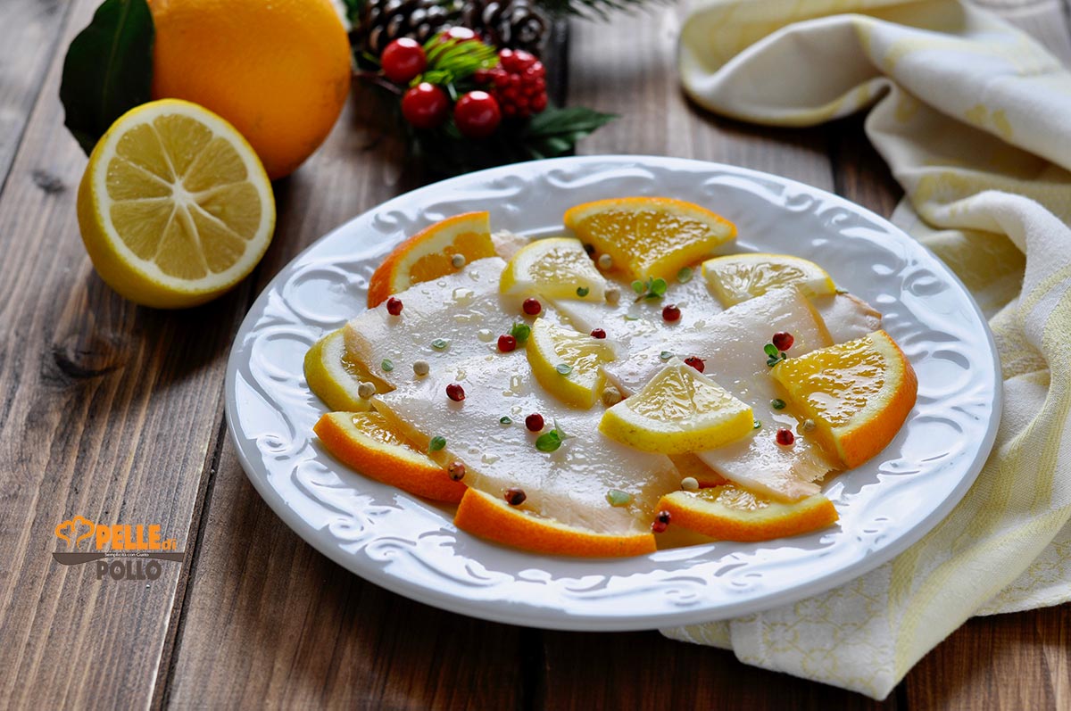 Carpaccio di pesce affumicato agli agrumi