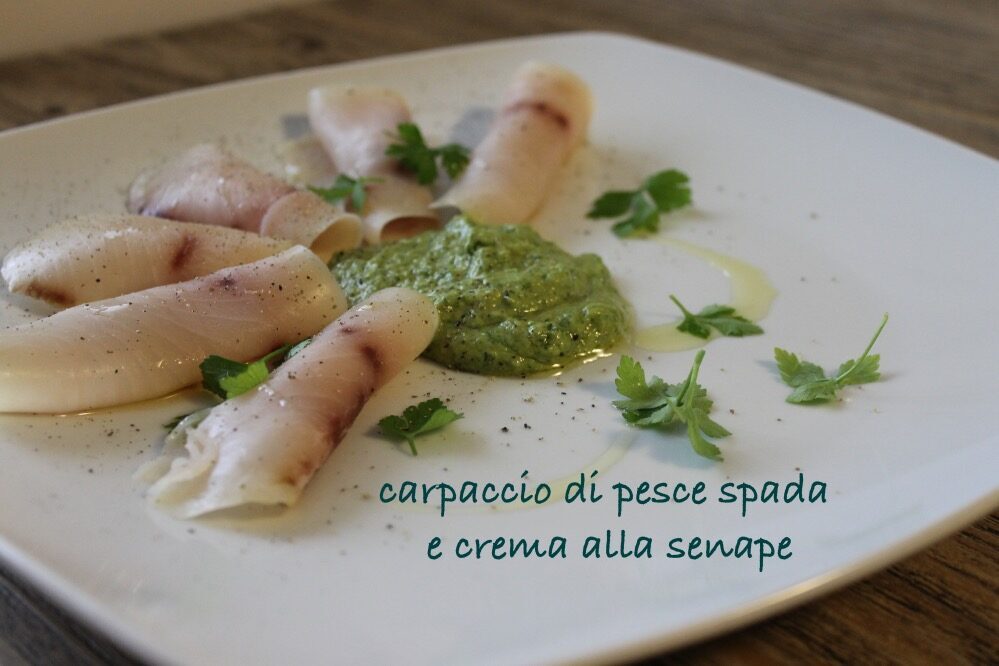 Carpaccio di pesce spada con salsa alla senape