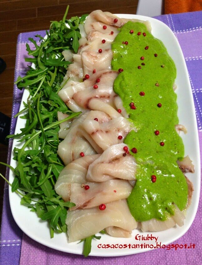 Carpaccio di pesce spada in salsa verde alla senape