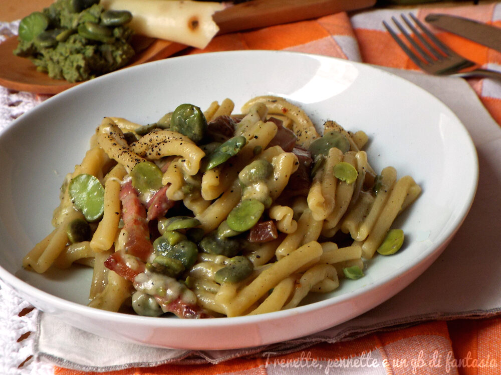 Casarecci con fave pancetta e pecorino al pepe